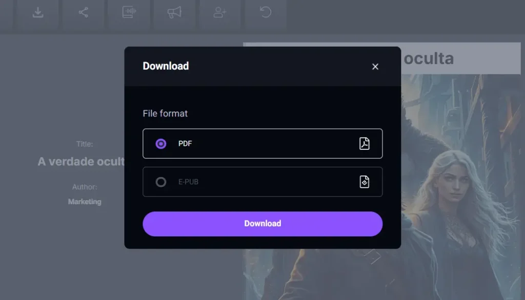 ebookmaker.ai tool download modal